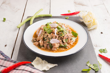 spicy minced pork with vegetable