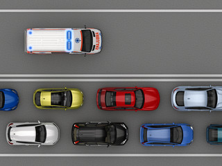 Empty lane for an ambulance top view © petrovk