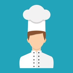Flat design style. Vector illustration. Chef character, icon isolated on background.