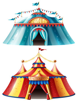 Realistic Circus Tent Icon Set