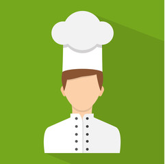 Flat design style. Vector illustration. Chef character, icon isolated on background.
