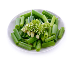 onion flower  isolated on white plate