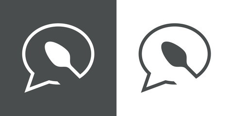 Icono plano chat con cuchara gris y blanco