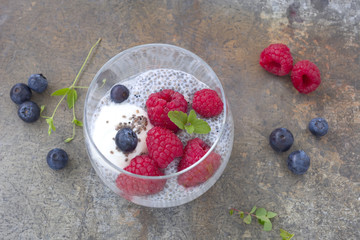Pudding mit Chia Samen und Beeren