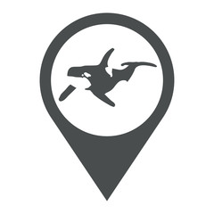 Icono plano localizacion orca en espacio negativo gris