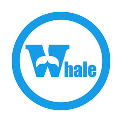 Icono plano Whale con cola ballena en circulo color azul