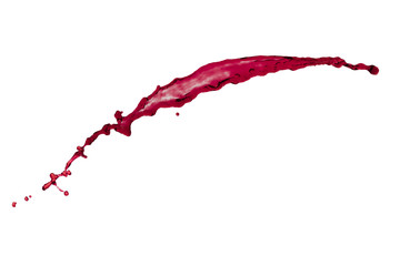 flying liquid splash red color over white background