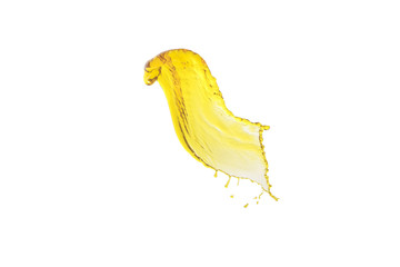 isolated liquid oil splash light yellow color over white backgro