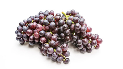 Bunches of ripe grapes on a white background.
