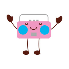 radio music player kawaii character vector illustration design