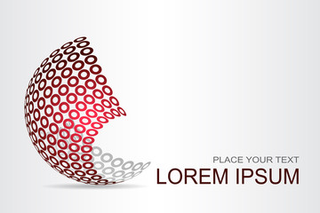 Logo stylized spherical surface with abstract shapes