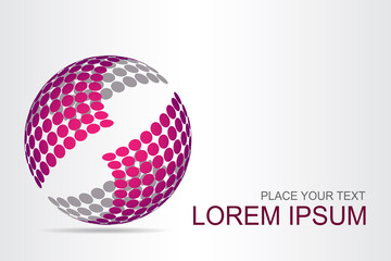 Logo stylized spherical surface with abstract shapes