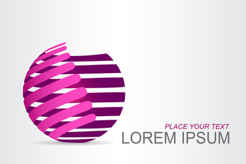 Logo stylized spherical surface with abstract shapes