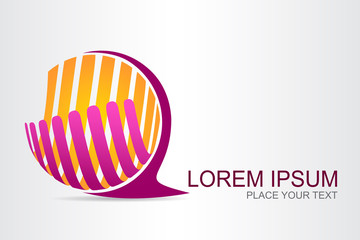 Logo stylized spherical surface with abstract shapes