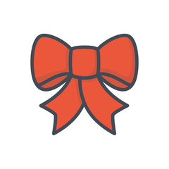 Xmas Christmas holiday colored icon ribbon bow