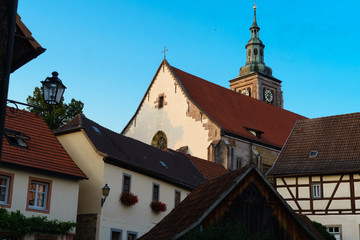 D, Bayern, Unterfranken, Landkreis Hassberge, Königsberg i. Bayern, Kirchturm, Fachwerkhäuser