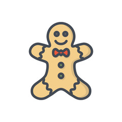 Xmas Christmas holiday colored icon gingerbread cookie