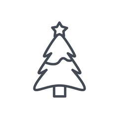 Xmas Christmas holiday line icon tree star