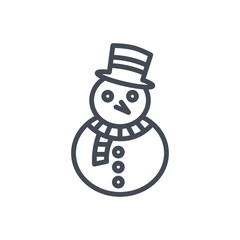 Xmas Christmas holiday line icon snowman