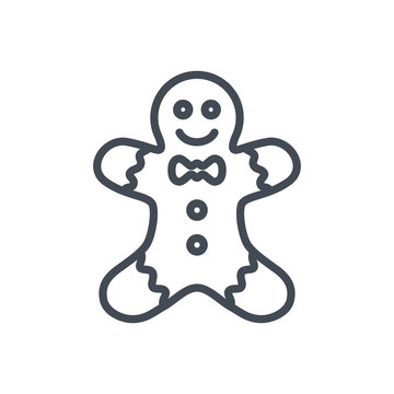 Xmas Christmas holiday line icon gingerbread cookie