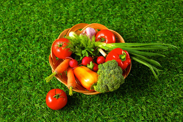 Fresh vegetables on a wooden table. Healthy food. Diet