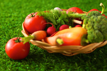 Fresh vegetables on a wooden table. Healthy food. Diet