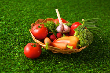 Fresh vegetables on a wooden table. Healthy food. Diet