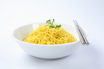 Fried noodle on bowl