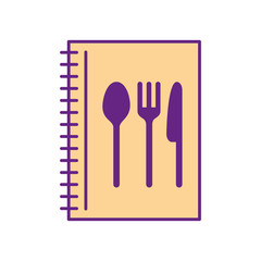 recipe book with cutlery kitchen vector illustration design
