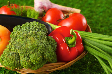 Fresh vegetables on a wooden table. Healthy food. Diet