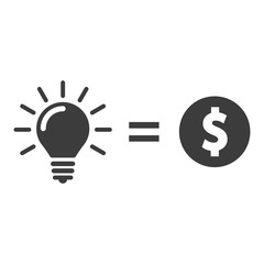Money for lightbulb idea. Money for idea vector icon.