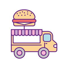 fast food shop car vector illustration design