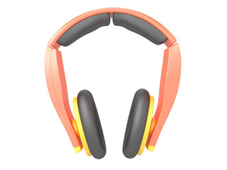 3d render isolated orange headphones.