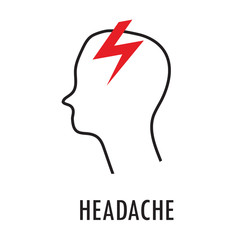 Headache. Logo or icon template in linear style isolated on white background.