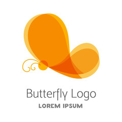 Colorful orange butterfly logo template.