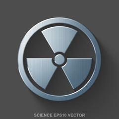 Flat metallic Science 3D icon. Polished Steel Radiation on Gray background. EPS 10, vector.