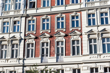 Facades of some old renovated houses at the Prenzlauer Berg district in Berlin