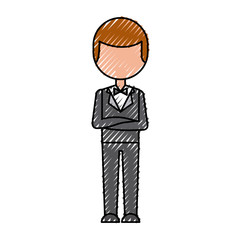 elegant man with bowntie vector illustration design