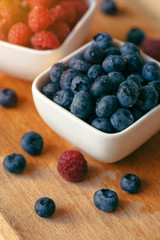 Blueberries and raspberries