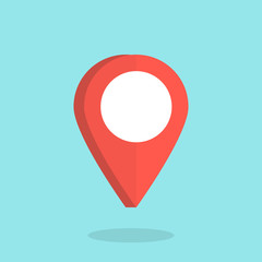 Realistic 3d pointer of map. Orange map marker icon in vector.
