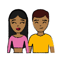 cartoon couple smiling icon