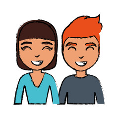 cartoon couple smiling icon