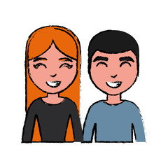 cartoon couple smiling icon