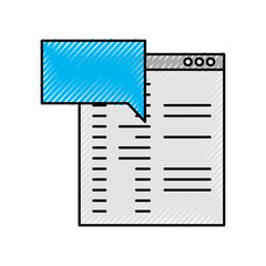 template computer with speech bubble vector illustration design