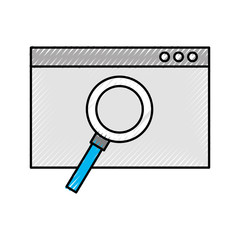 template computer with magnifying glass vector illustration design