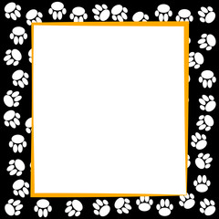 Dog paws border on black background.
