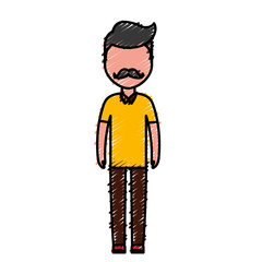 avatar man standing and wearing casual clothes icon over white background colorful design vector illustration