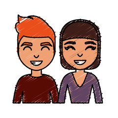 cartoon couple smiling icon