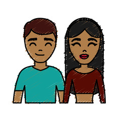 cartoon couple smiling icon