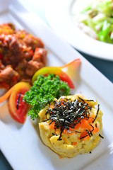 baked egg with sea sedge